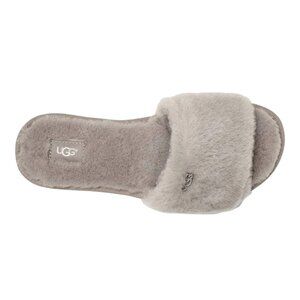 Ugg Gray Fuzzy Plush Slides Slipper Cozy Casual Loungewear Comfy Fur Slides, 7